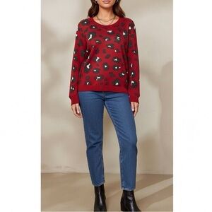 Loft Animal Print Long Sleeve Sweater SZ XL